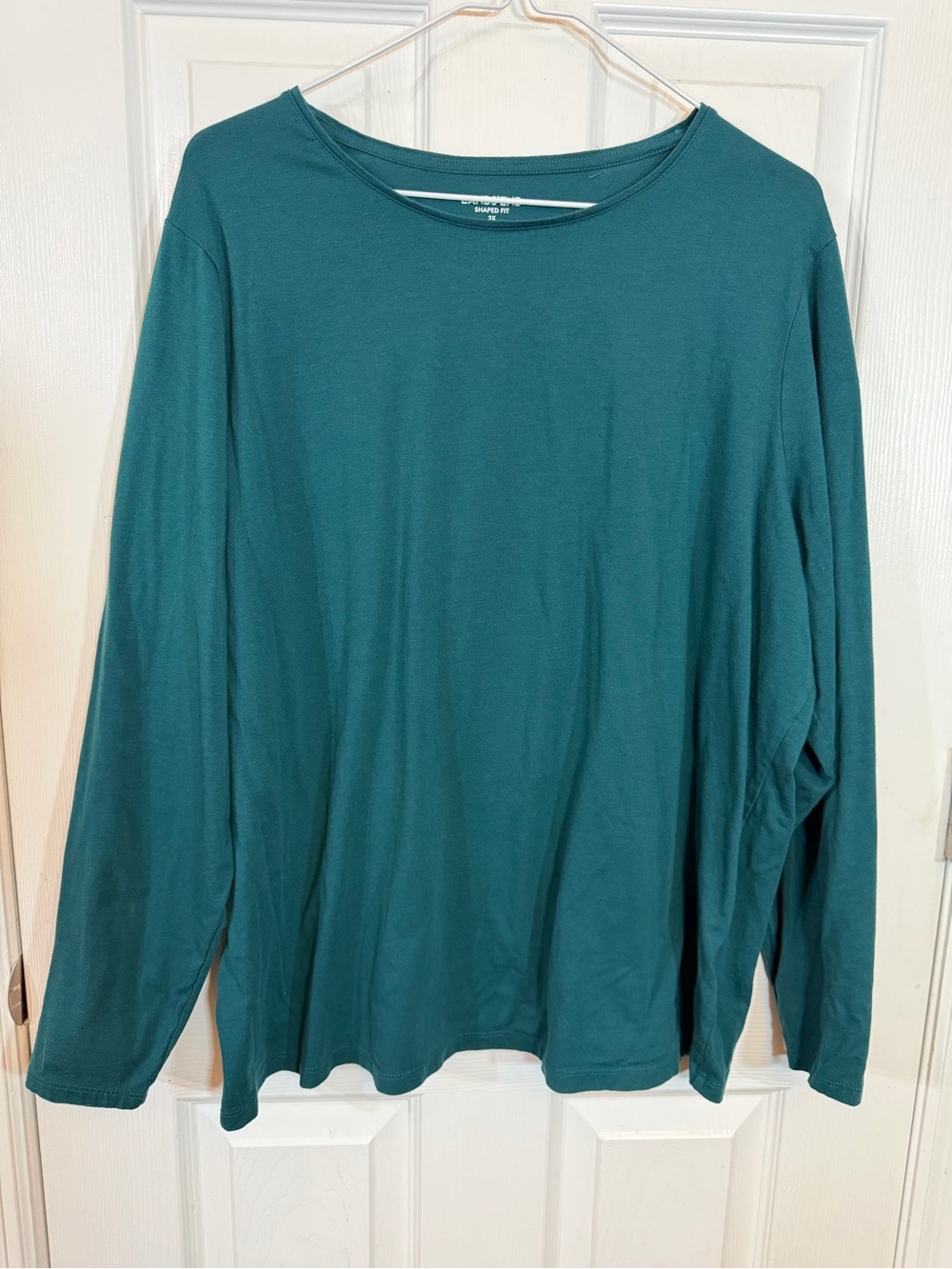 Lands' End Women's Long Sleeve Crewneck Top - Teal Green